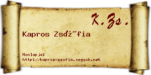Kapros Zsófia névjegykártya