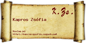Kapros Zsófia névjegykártya